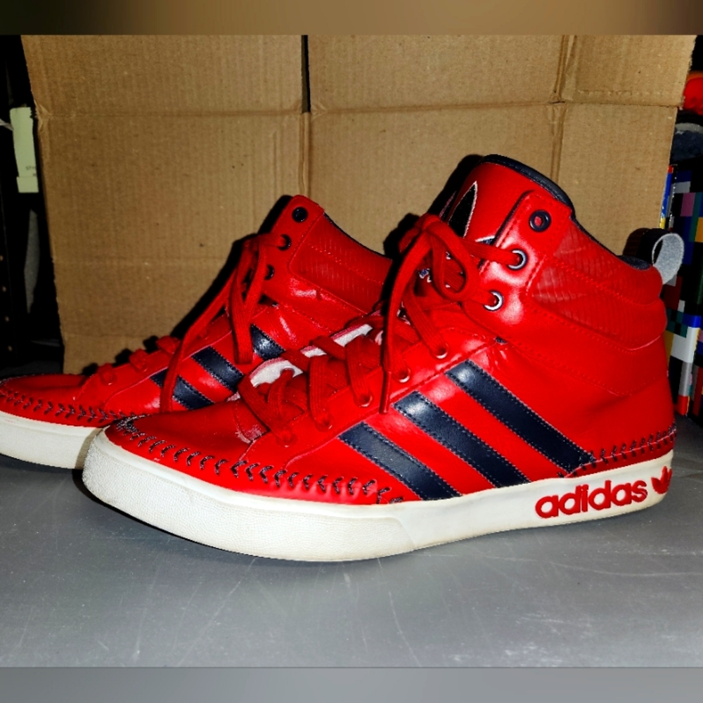RARE Adidas Baseball Stitched Red High Tops
